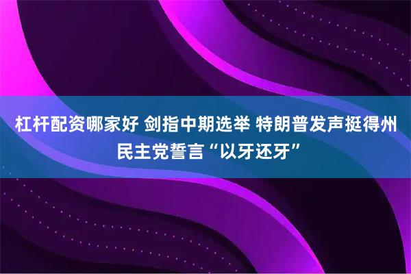 杠杆配资哪家好 剑指中期选举 特朗普发声挺得州 民主党誓言“以牙还牙”
